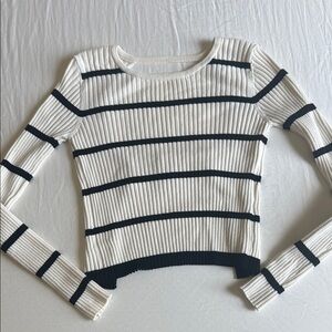 Zara Striped Ribbed Long Sleeve Sweater Open back used size small